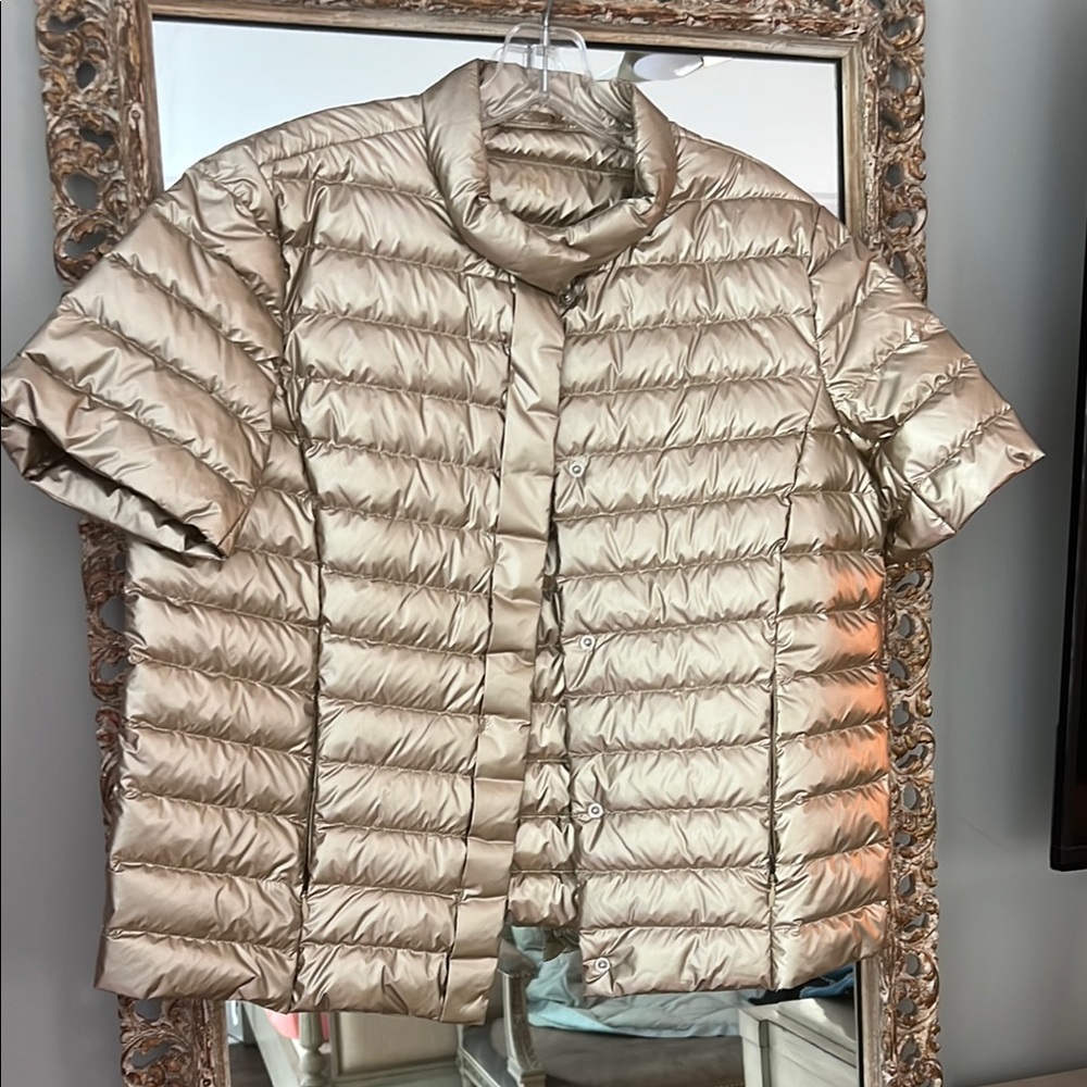 Metallic Short Sleeve Puffer Jacket